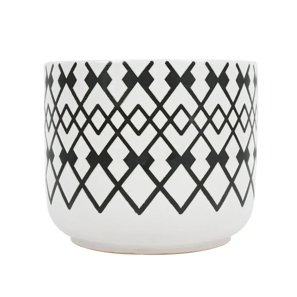 Better Homes and Gardens 6.3 in Black and White Ceramic Collin Planter | Walmart (US)