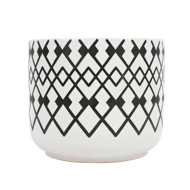 Better Homes and Gardens 6.3 in Black and White Ceramic Collin Planter | Walmart (US)