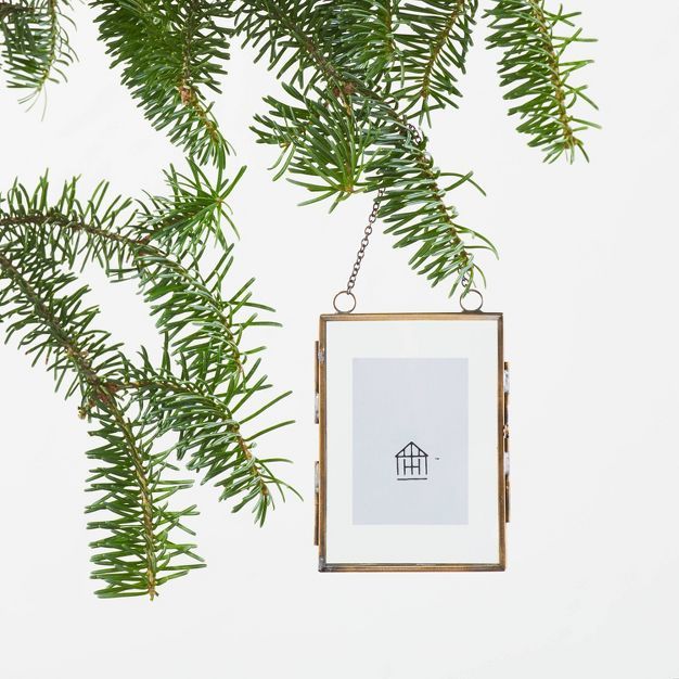 Mini Picture Frame Christmas Tree Ornament Clear/Brass Finish - Hearth & Hand™ with Magnolia | Target