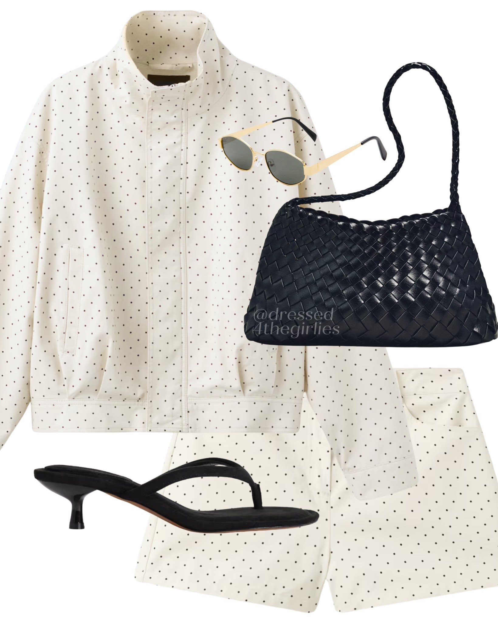 Polka dot shorts set🖤

Tags: cream polka jacket, cream polka shorts, black suede heels, black shoulder bag, black woven bag, spring outfit idea

#LTKeurope #LTKspring #LTKuk