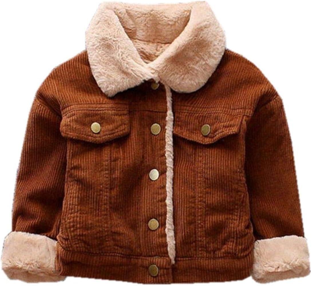LuxFamo Unisex Child Winter Corduroy Sherpa Jacket Fleece Lined Quilted Button Down Coat for Litt... | Amazon (US)