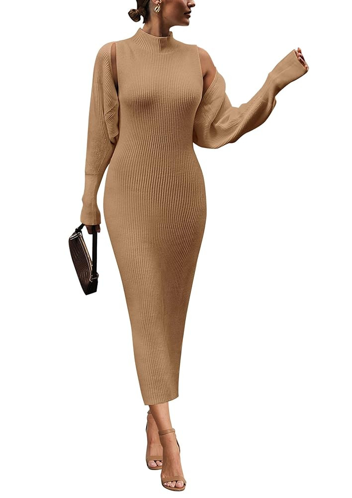 PRETTYGARDEN Women's Fall 2 Piece Outfits Knit Long Sleeve Cropped Cardigan Pullover Sweater Maxi... | Amazon (US)