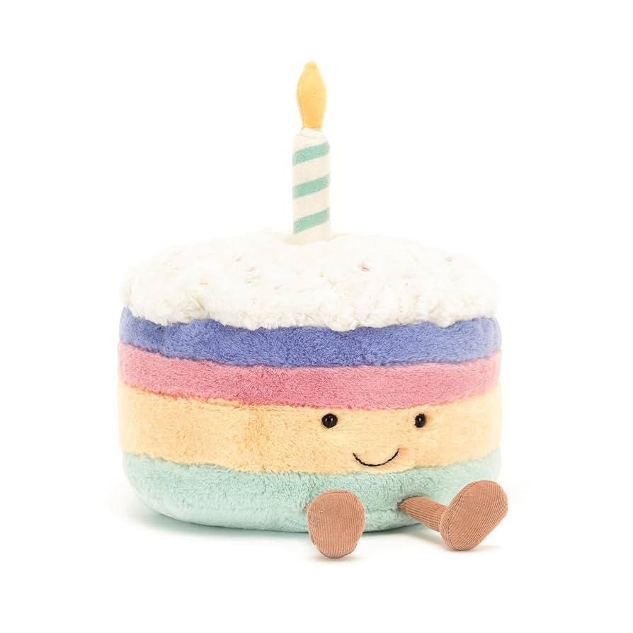 Jellycat Amuseables Rainbow Birthday Cake Stuffed Toy, Medium 6 inches - Dessert Plush - Birthday... | Amazon (US)