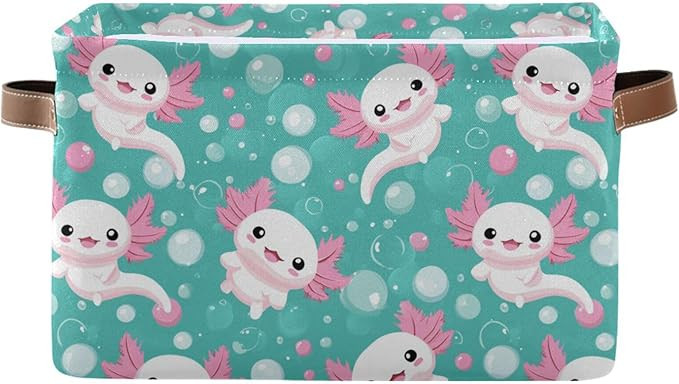 Pfrewn Storage Basket Bins Foldable Laundry Hamper Toy Kawaii Axolotl Green Storage Bins Box Orga... | Amazon (US)