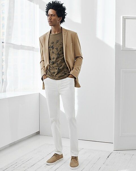 Extra Slim Textured Khaki Luxe Comfort Soft Suit Jacket | Express