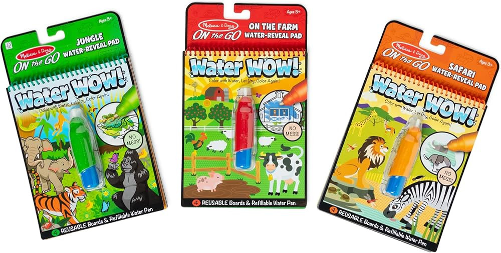Melissa & Doug On the Go Water Wow! Reusable Color with Water Activity Pad 3-Pack, Jungle, Safari... | Amazon (US)