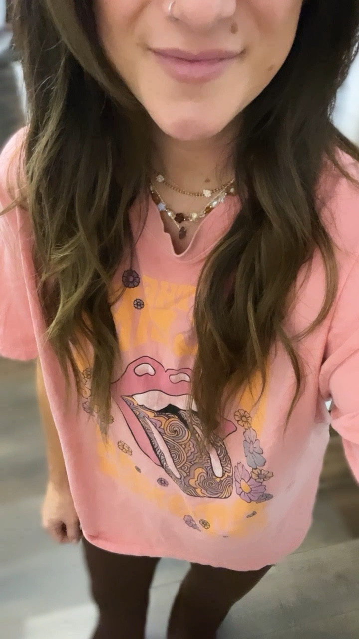 Linking the new color option of my graphic tee and my necklace stack!! Also wearing the offline leggings! 25% off 9/21-9/24 with promo code! Linking other cute necklaces here for you! 

#LTKstyletip #LTKsalealert #LTKSale