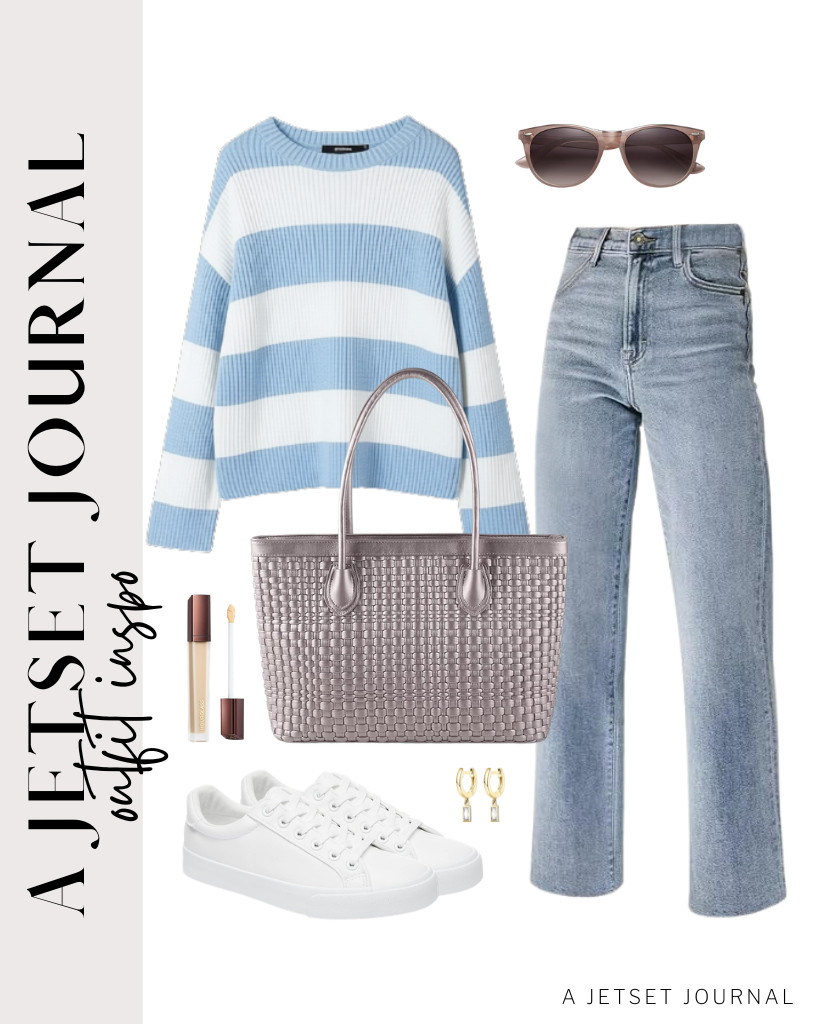 For this color of ZESICA oversized striped sweater paired with KDF straight-leg jeans, you can wear SERNIAL white tennis shoes and SOJOS sunnies. Grab this woven tote bag, and you’re all set to go.

#LTKSeasonal #LTKSaleAlert #LTKTravel
 

 