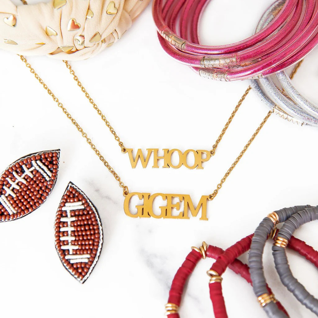 Texas Collegiate Nameplate Necklaces | Golden Thread