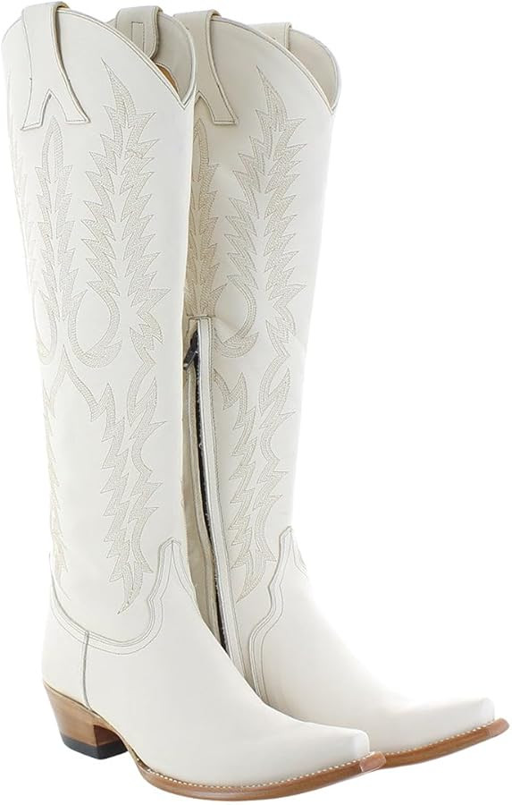 Old Gringo Women's Mayra Western Cowboy Boots, Bone White Leather, 18-Inch Shaft, Floral Embroide... | Amazon (US)