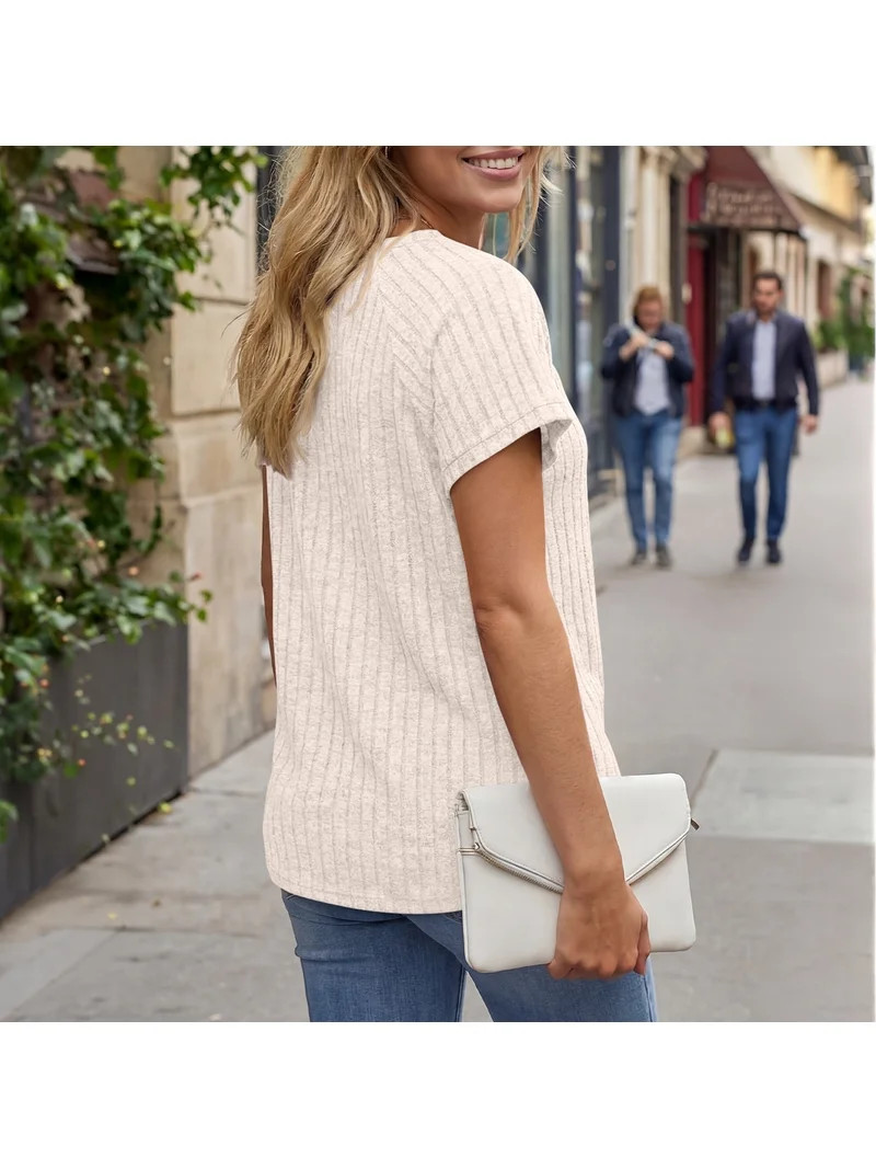 SUNBS Blouses for Women Crew Neck Casual Tunic Tops Short Sleeve Shirts Fashion Clothing | Walmart (US)