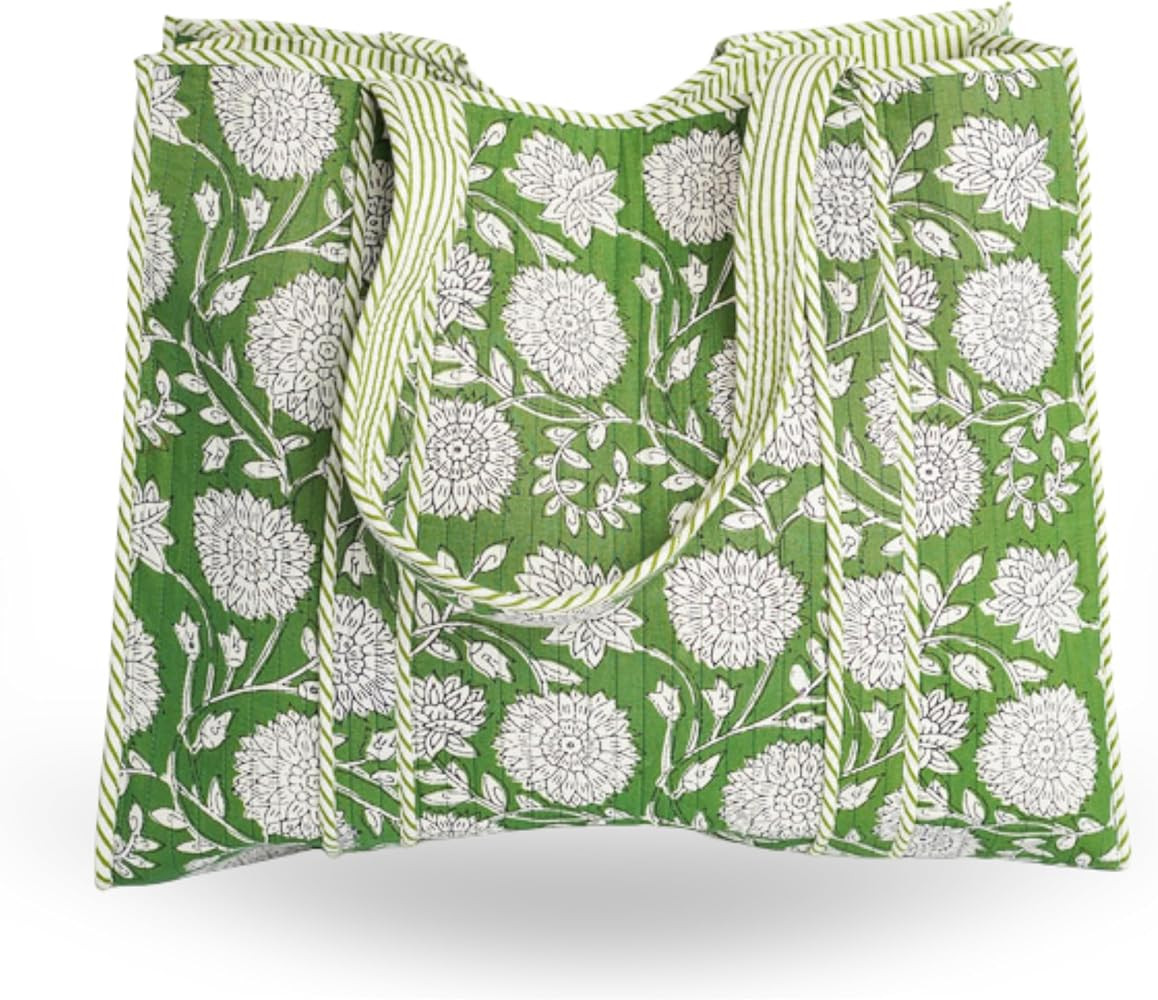 Cotton Tote Bag For Women, Handcrafted Quilted, Resusable for Travel, Shopping, Beach, Daily Use ... | Amazon (US)