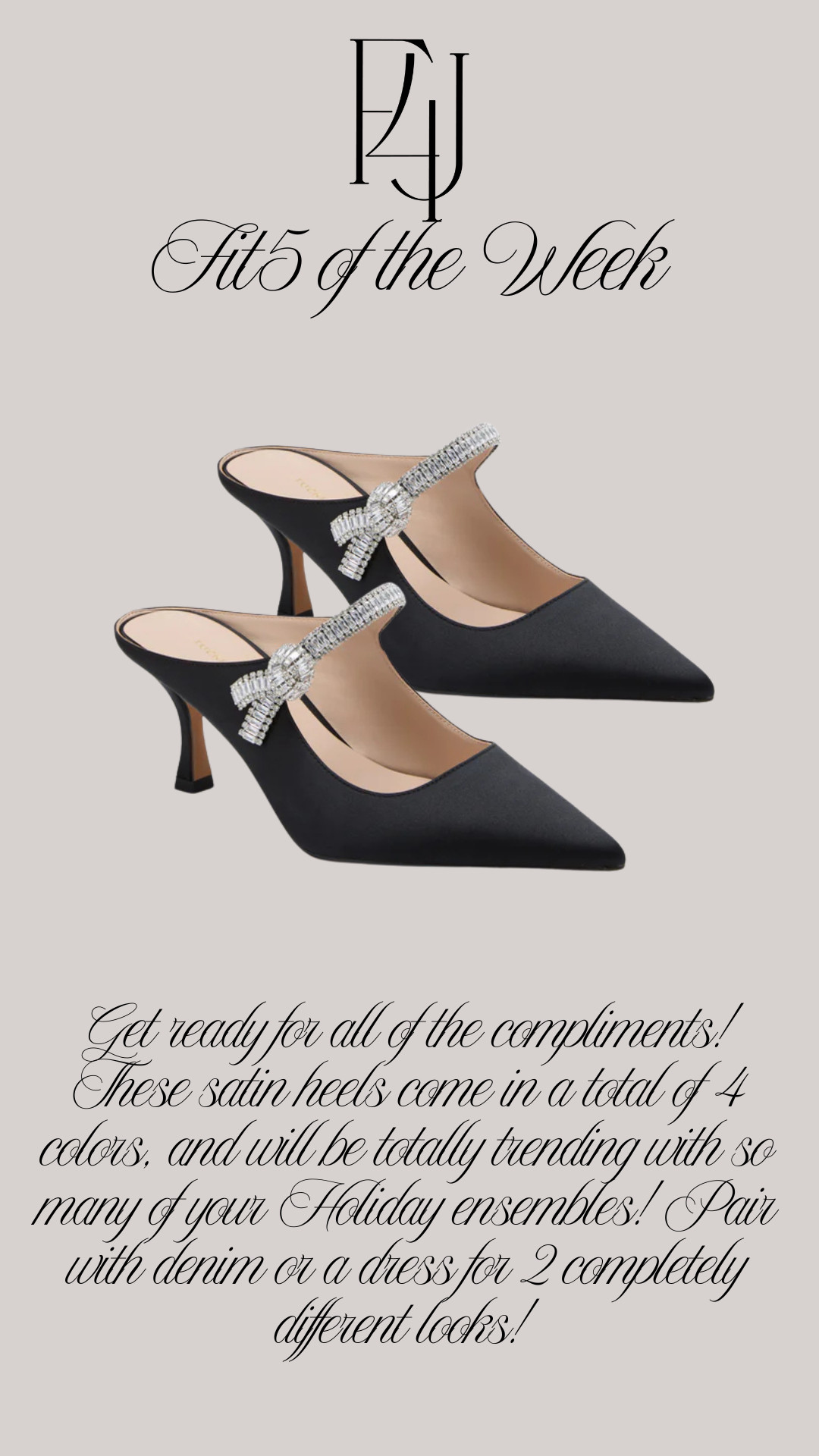 Get ready for all the compliments with these satin heels! They come in a total of 4 colors, and will be totally trending with so many of your Holiday ensembles!

Fit4Janine, Tuckernuck, Shoe Love 

 #LTKHoliday #LTKSeasonal #LTKShoeCrush