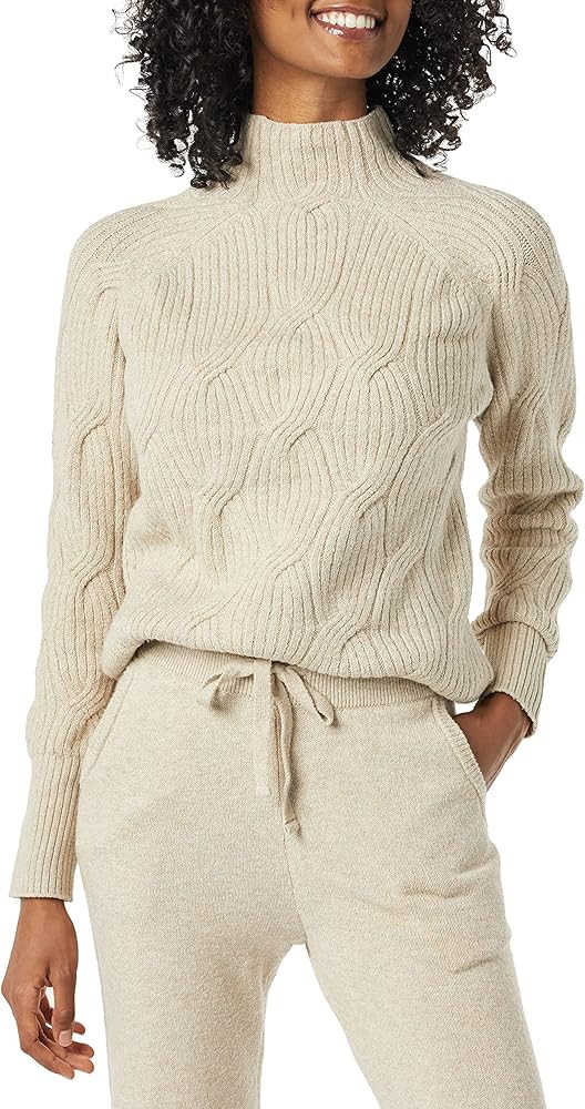 Amazon Essentials Women's Soft Touch Funnel Neck Cable Sweater | Amazon (US)