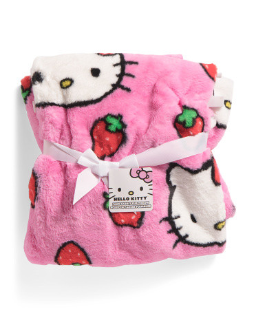 Hello Kitty Strawberry Sweet Faux Fur Throw | TJ Maxx