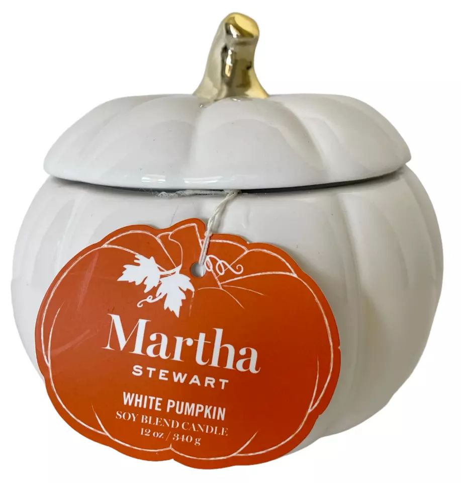 New Martha Stewart White Pumpkin Scent Soy Blend Ceramic Candle RARE | eBay US