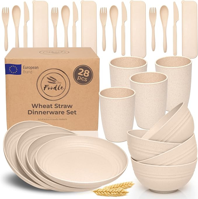 Wheat Straw Dinnerware Set - BPA Free & Safety Tested - Unbreakable, Microwave & Dishwasher Safe ... | Amazon (US)