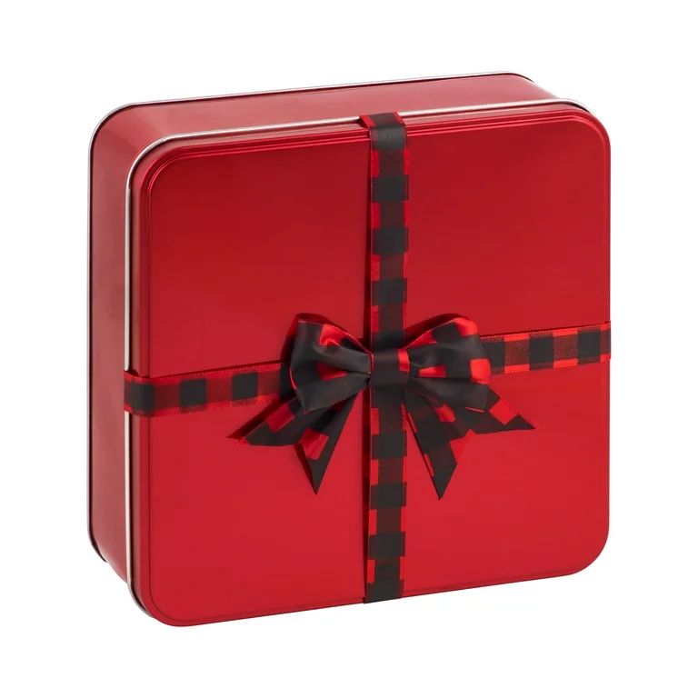 Holiday Time Red Medium Square Bow Tin, 1 Count, Gift Box | Walmart (US)