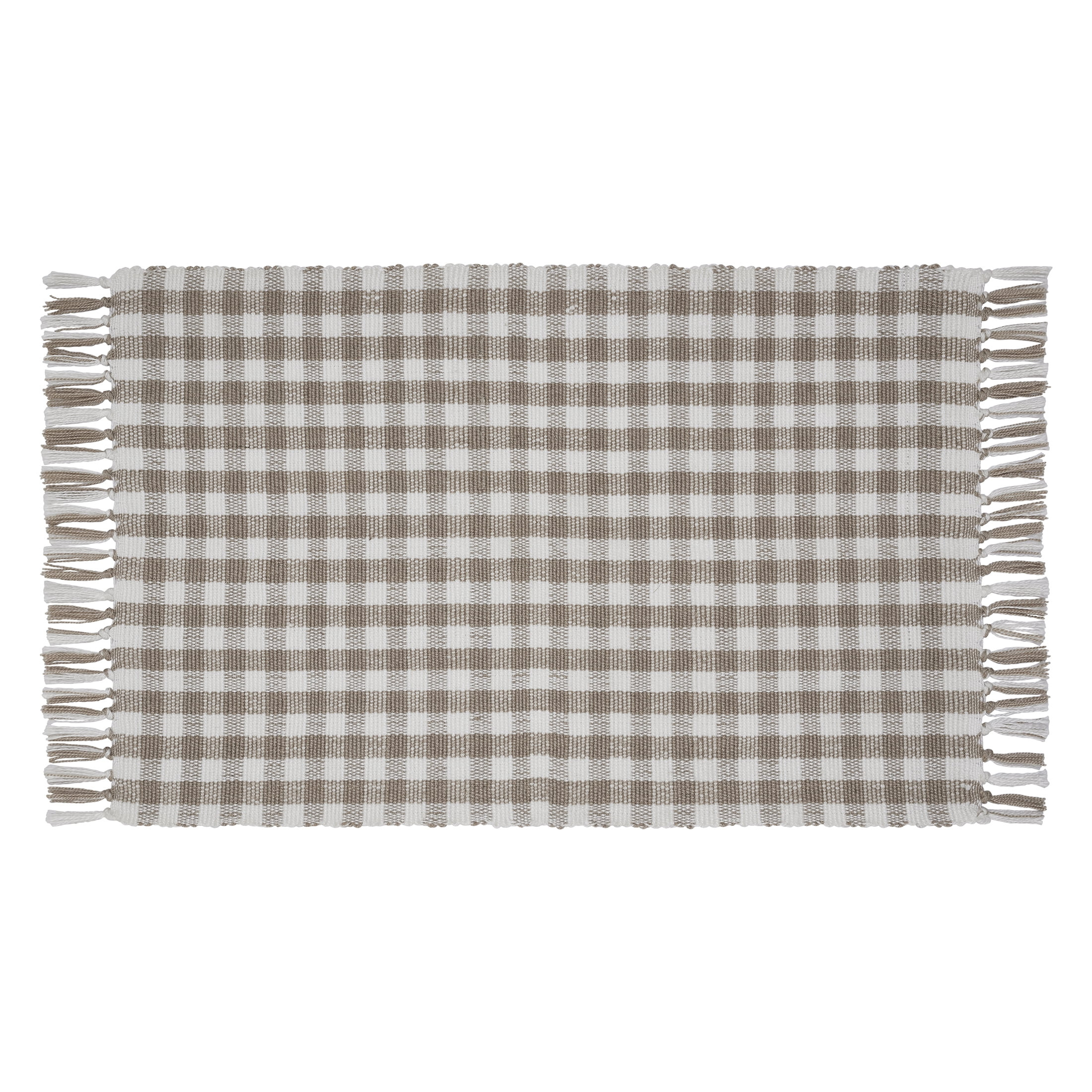 My Texas House Taupe Gingham Fringe Indoor/Outdoor Layering Rug, 24" x 38" | Walmart (US)