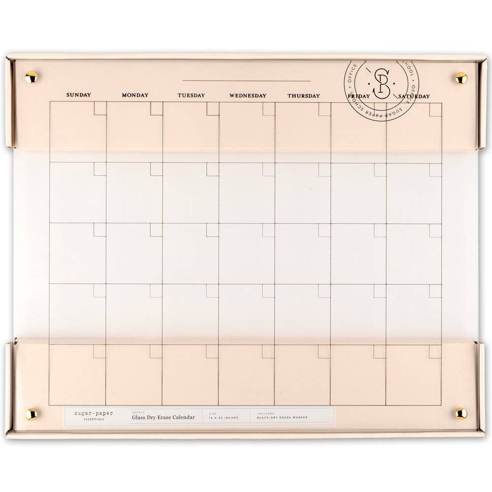 20""x16"" Glass Dry Erase Calendar - Sugar Paper | Target