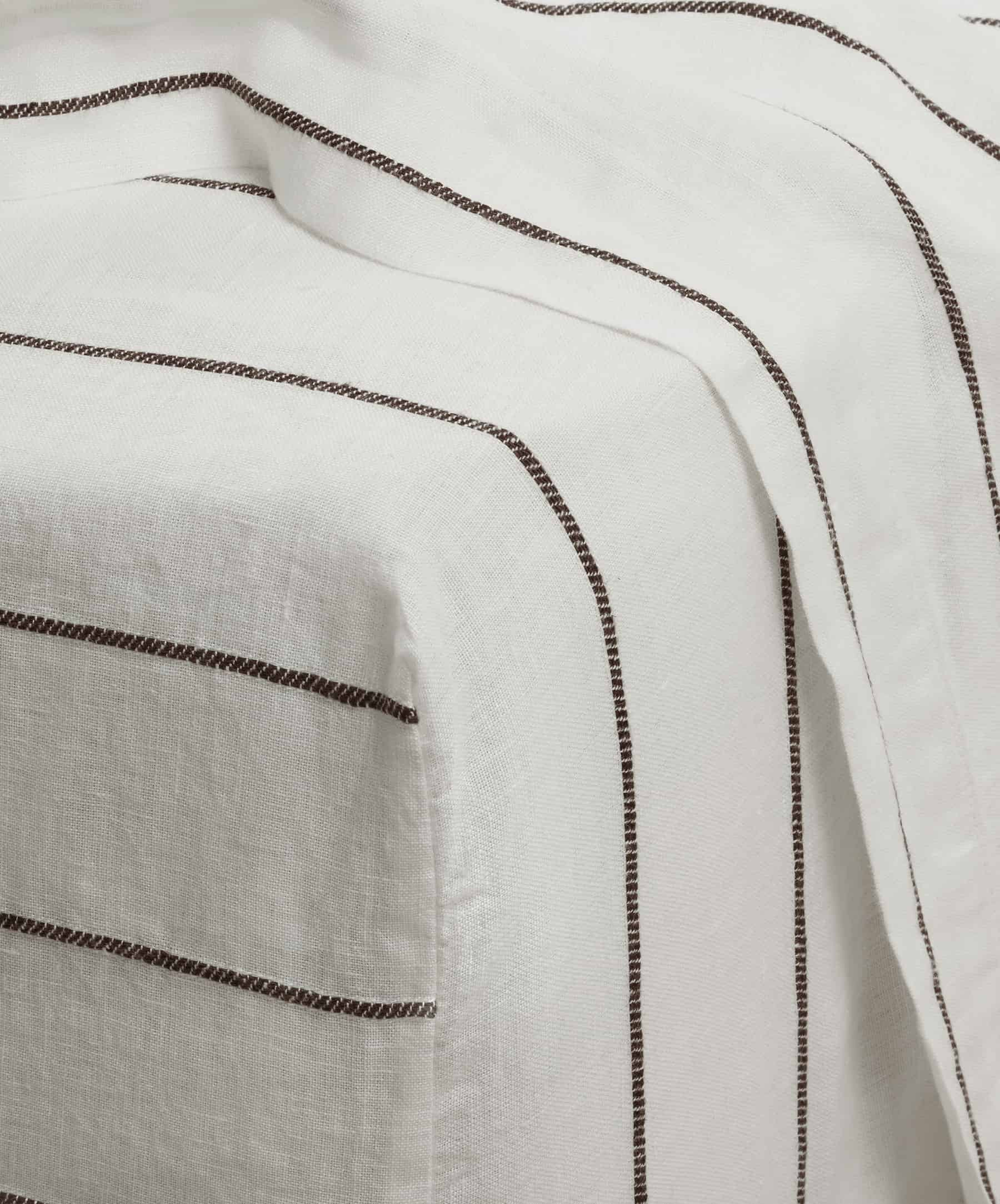 Linen Fitted Sheet - Truffle Stripe | CULTIVER US