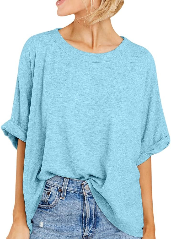 Women Oversized T-Shirt Summer Casual Short Sleeve Loose Tee Tops | Amazon (US)