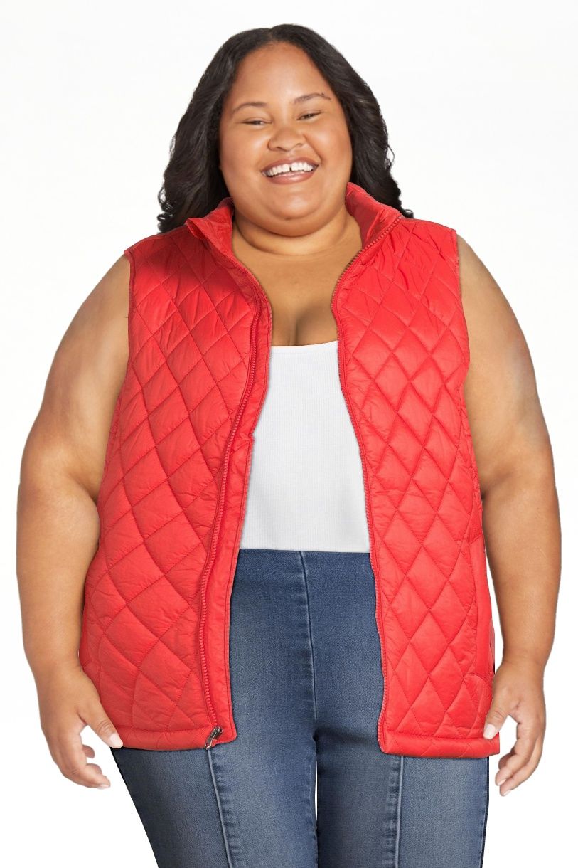 Time and Tru Women's and Plus Diamond Quilt Vest - Walmart.com | Walmart (US)