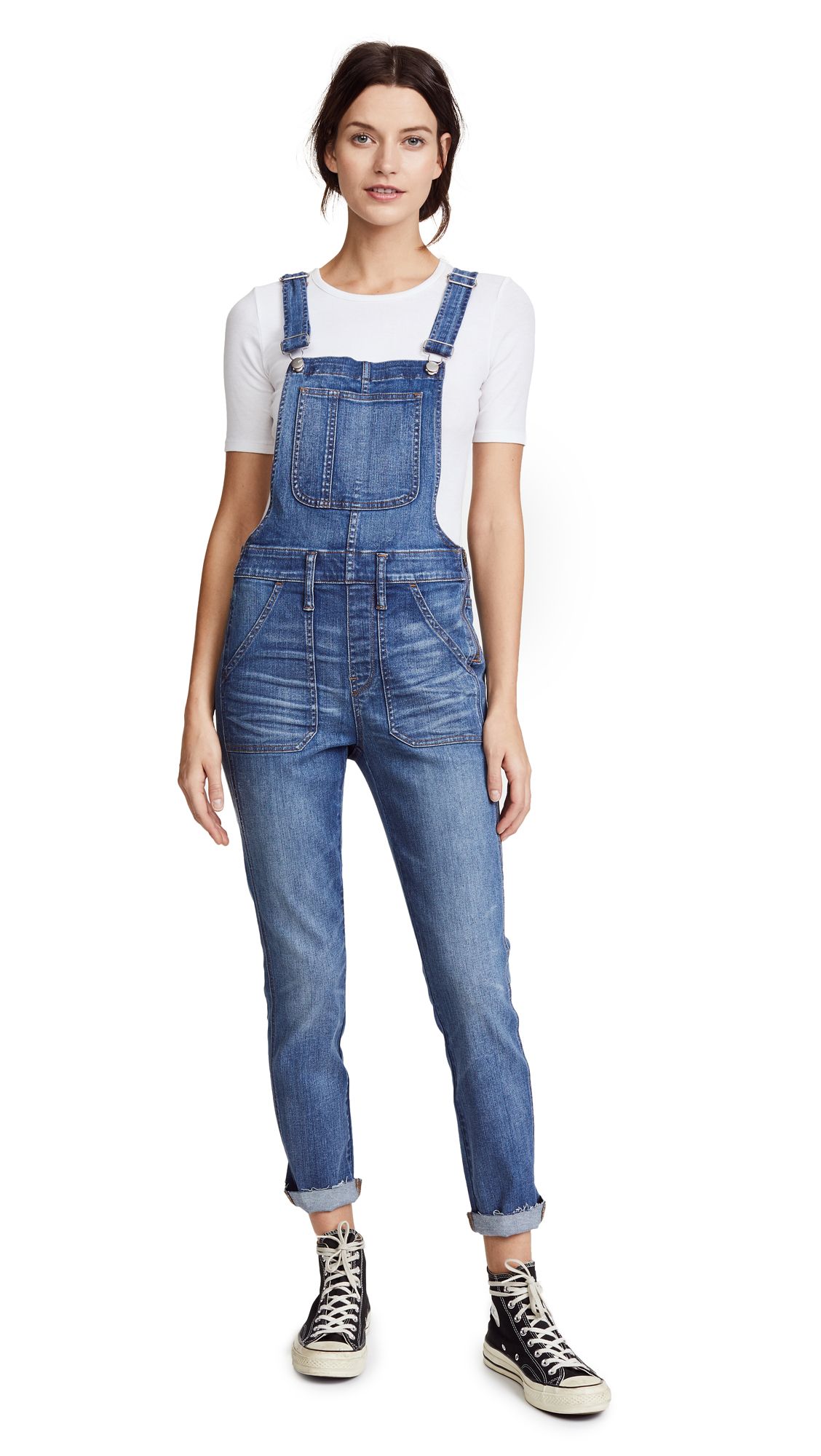 Madewell Skinny Indigo Overalls with Raw Hem | Shopbop