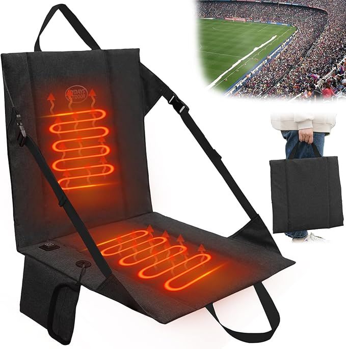 Heated Stadium Seat Cushion Pad Cordless Rechargeable 149F USB Battery Heated Bleacher Cushion Po... | Amazon (US)