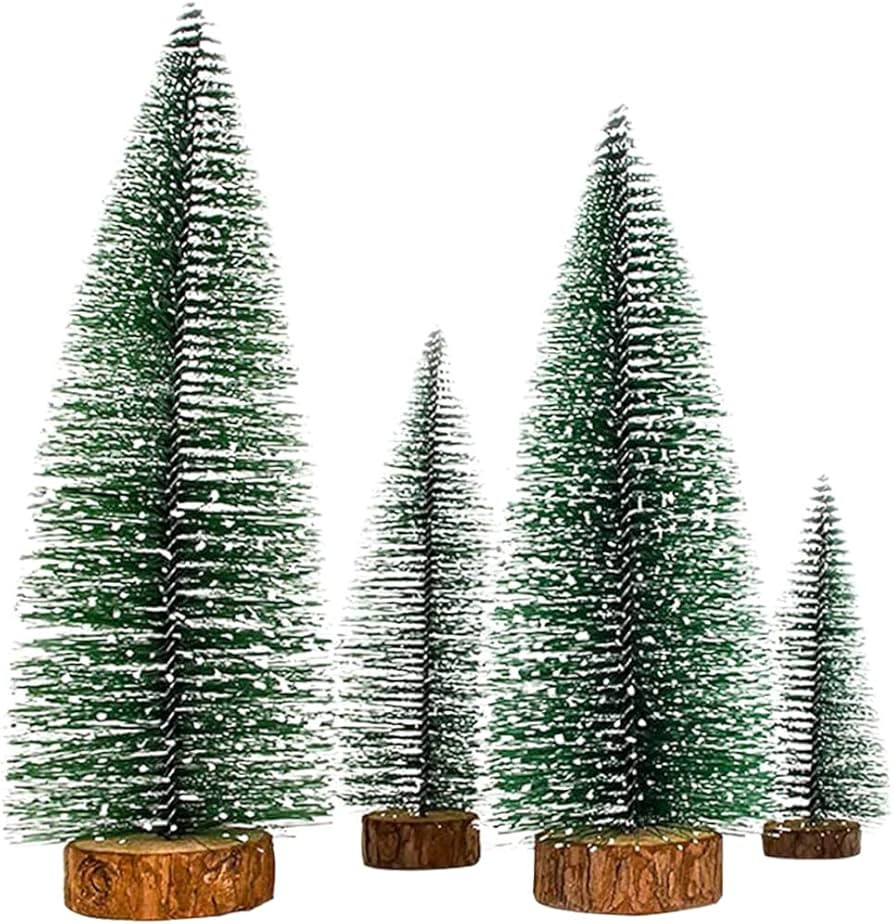 Christmas Tree Mini Sisal Trees Snow Frosted Trees Miniature Christmas Tree for Table Craft Displ... | Amazon (US)
