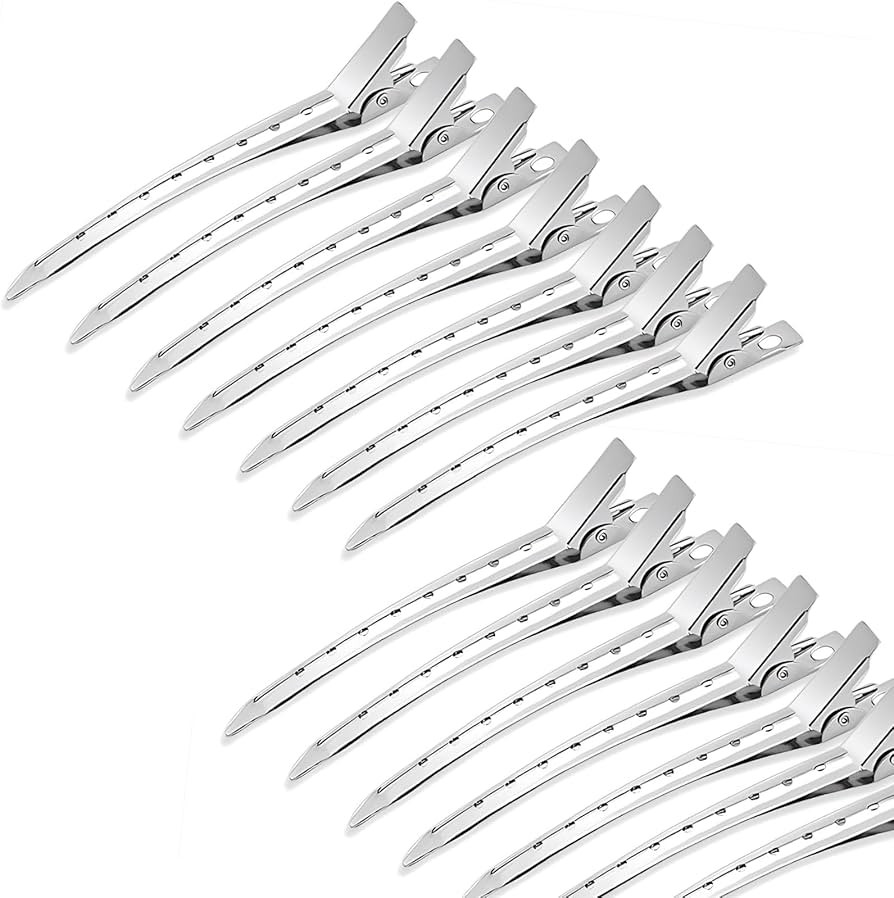 30 Pcs Duck Bill Clips, 9cm Rustproof Metal Alligator Curl Clips with Holes for Hair Styling, Hai... | Amazon (UK)