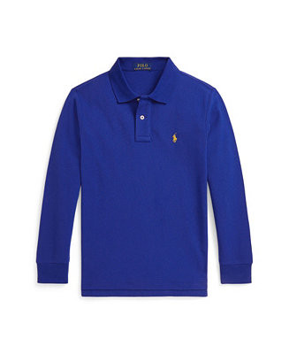 Big Boys Cotton Mesh Long Sleeve Polo Shirt | Macy's