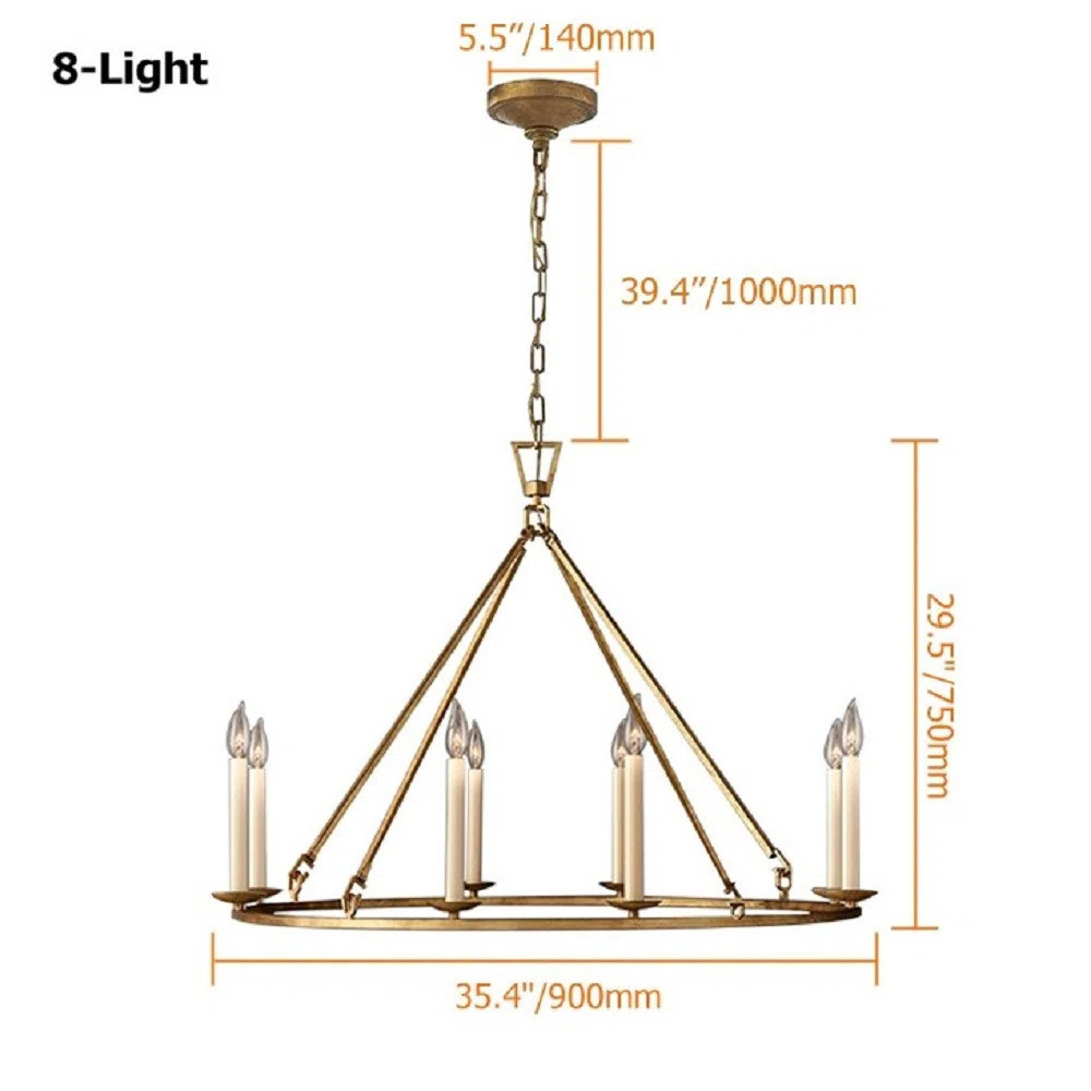 Classic Farmhouse 8 - Light Dimmable Wagon Wheel Chandelier Crystal Dining Room Chandelier | Wayfair North America
