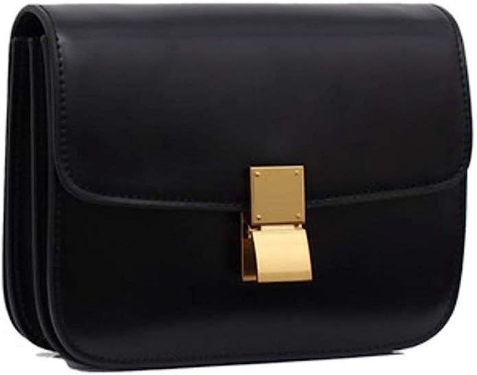 JeHouze Women's Genuine Leather Messenger Crossbody Handbag (Black), Medium | Amazon (US)
