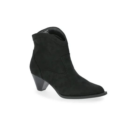 Time and True Women's Faux Suede Cone Heel Booties | Walmart (US)
