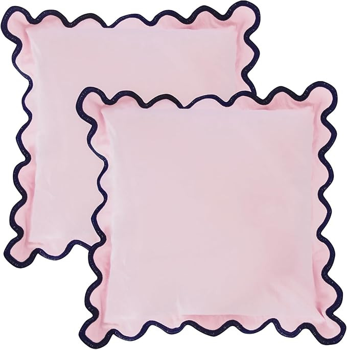 16x16 inch Square Pillow Covers, Set of 2 Scalloped Pillow Covers, Cute Decorative Pillows, Livin... | Amazon (US)