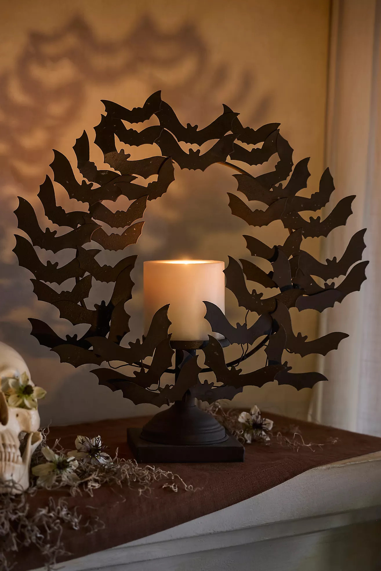Bat Swarm Pillar Candle Holder | Terrain