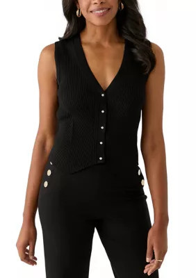 Anne Klein Women's Sleeveless Knit Vest, Black, XS | Belk