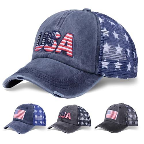 Evankin 4th of July Hat, American Flag USA Baseball Caps, Patriotic Outfits Accessories for Women Men, Independence Day Trucker Hats(USA-Blue) | Amazon (US)