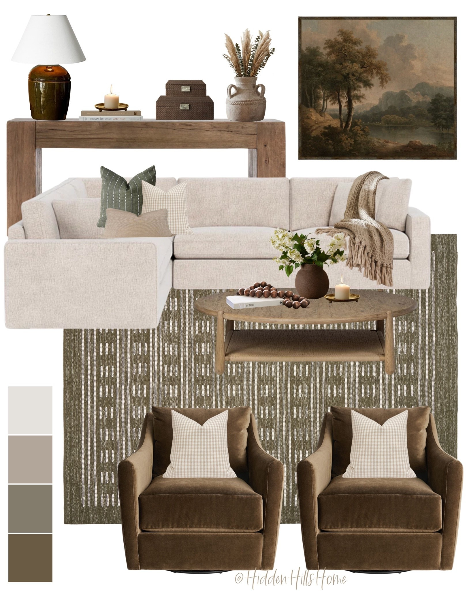 Living room decor ideas, living room inspiration, living room mood board, living room design, home decor inspiration, accent chairs, living room rug, sectional sofa, console table

#LTKHome #LTKSaleAlert #LTKSeasonal