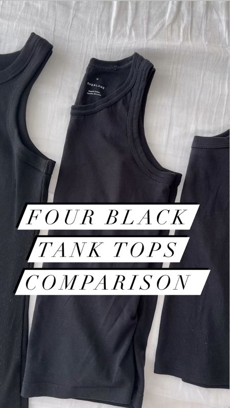 Black tank tops from Reformation, Everlane and Amazon. 