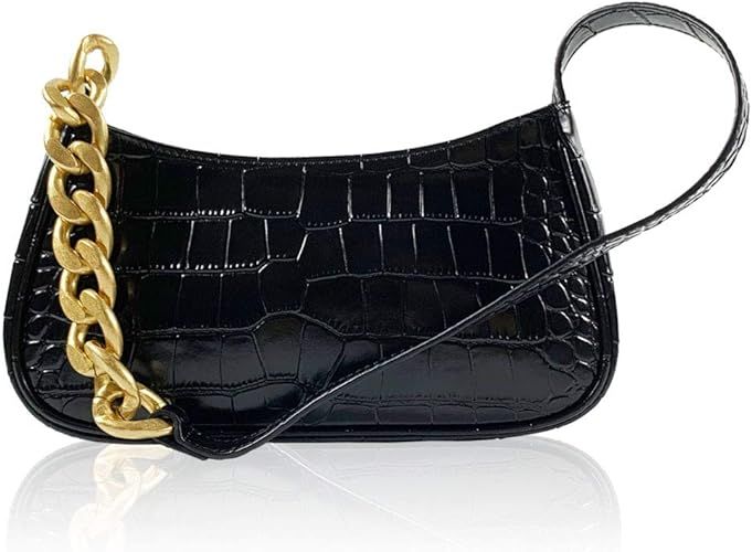 Women's Vintage Shoulder Clutch Purse Evening Top-Handle Handbags with Leather Zipper Fashion Bag | Amazon (US)