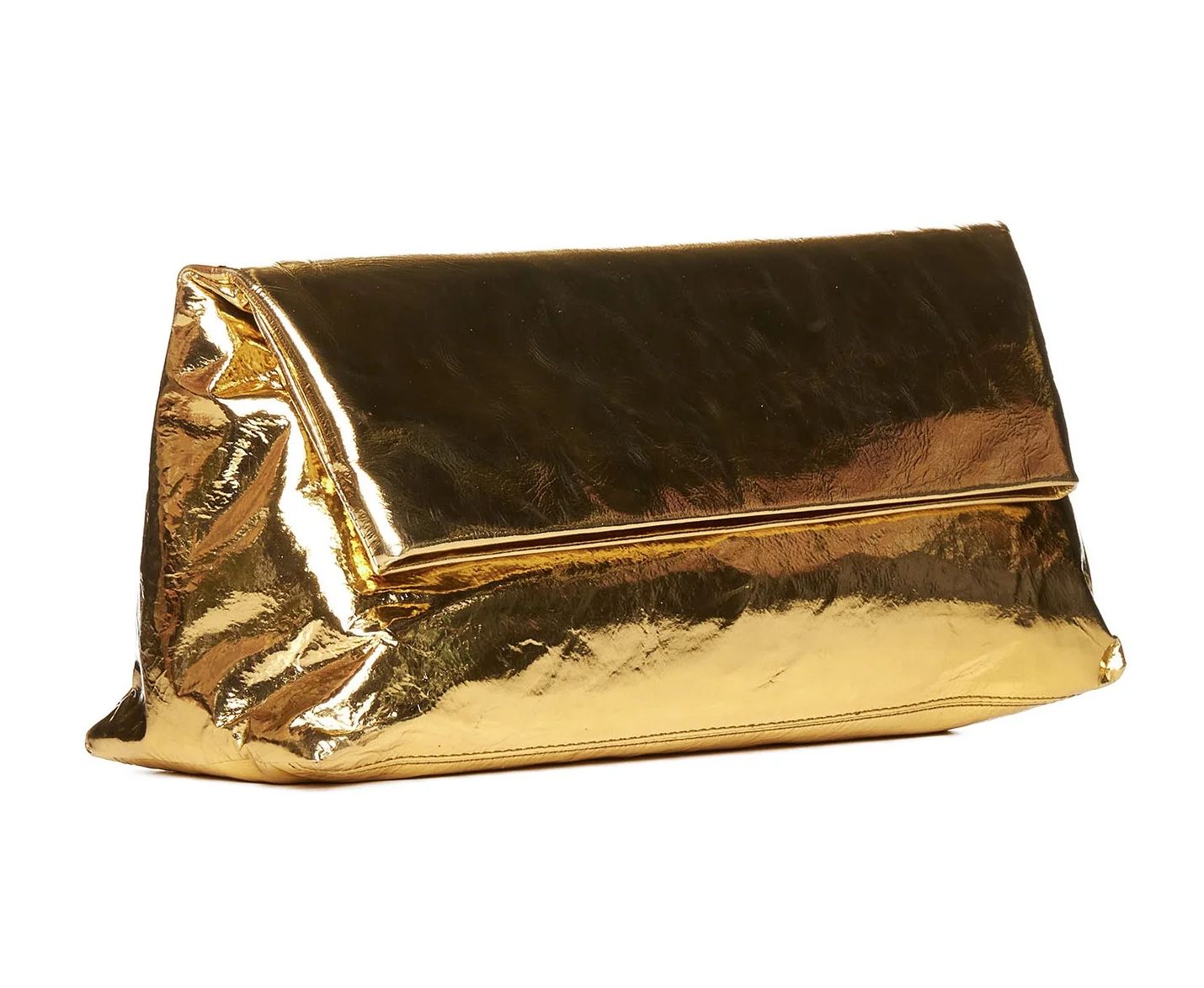 Metallic Effect Foldover Clutch Bag | Cettire Global