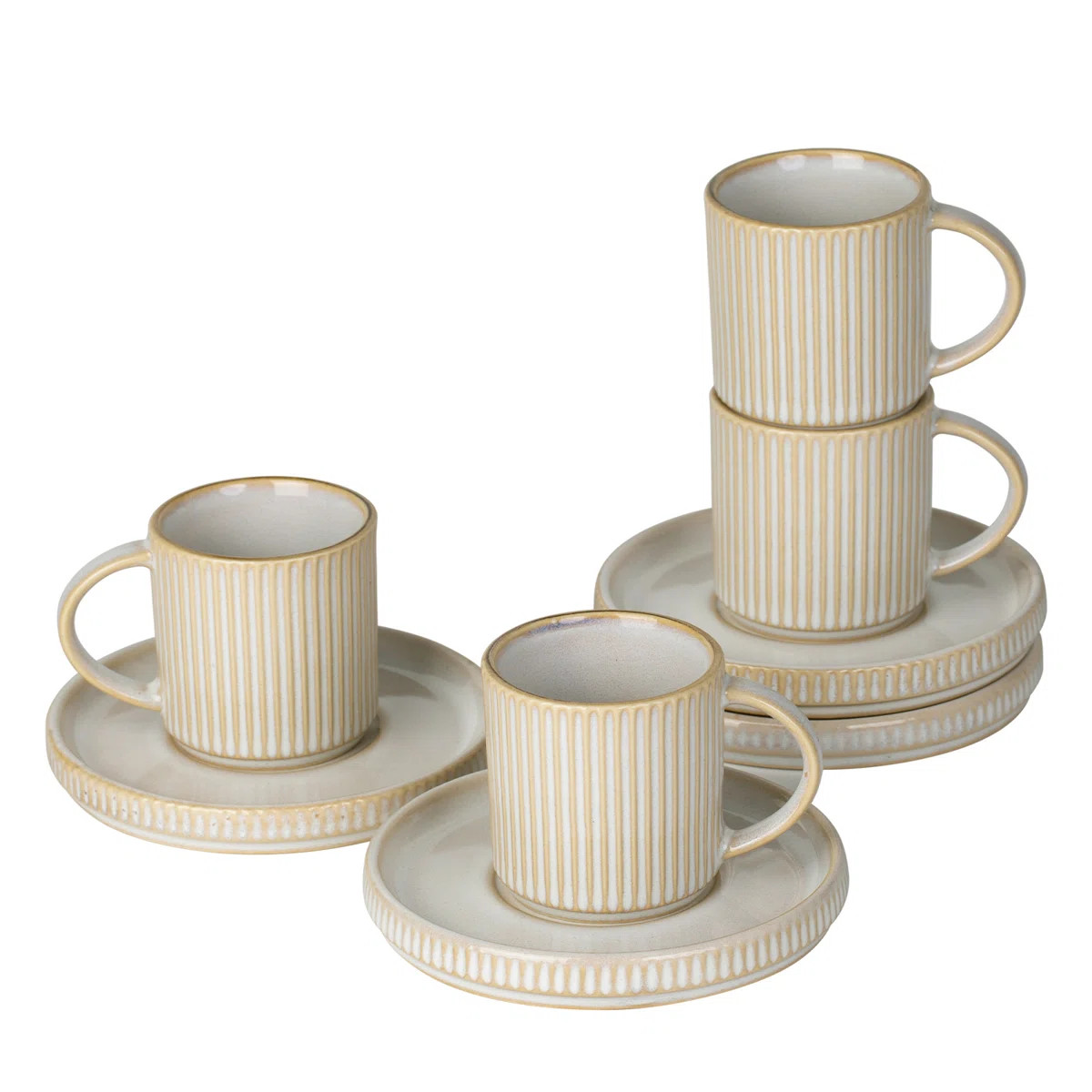 Stoneware 3oz Espresso Cup & Saucer Set (Set of 4) (Set of 4) | Wayfair North America