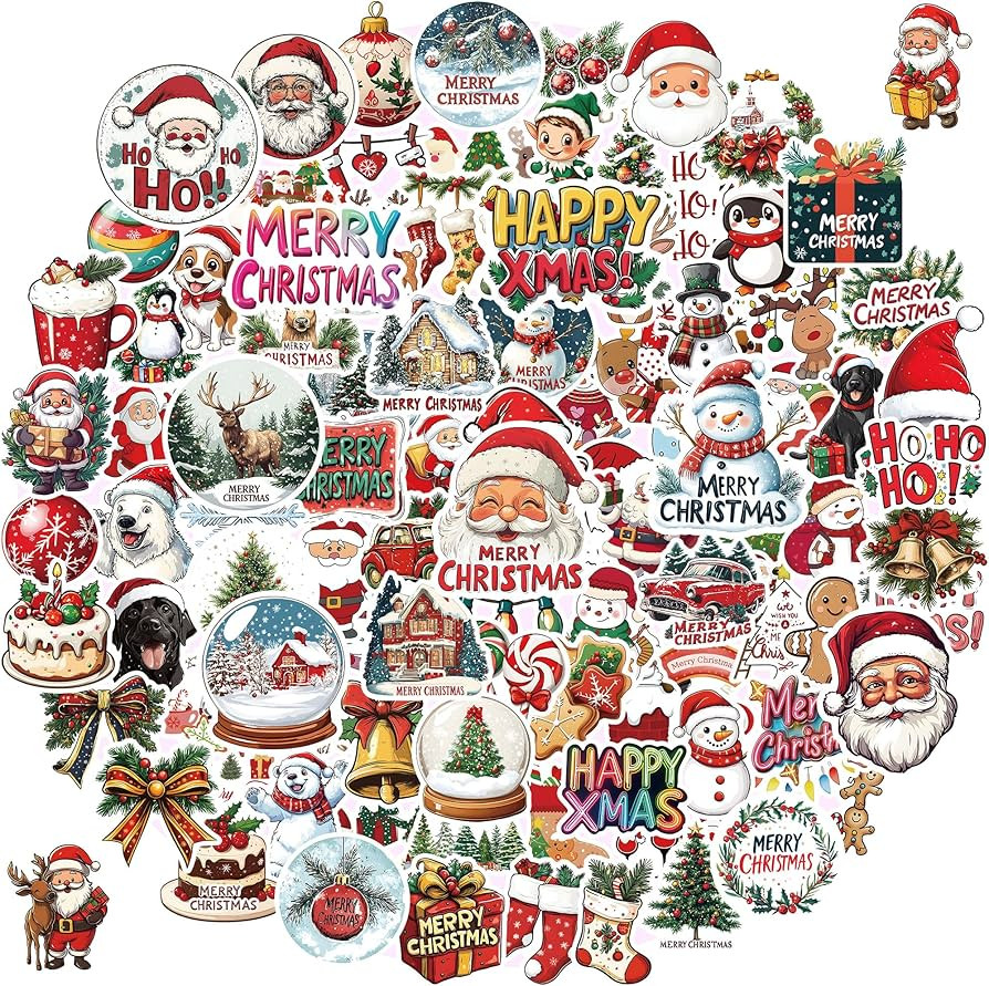 Christmas Stickers for Kids,100pcs No-Repeating Christmas Theme Stickers,Christmas Party Favors,C... | Amazon (US)