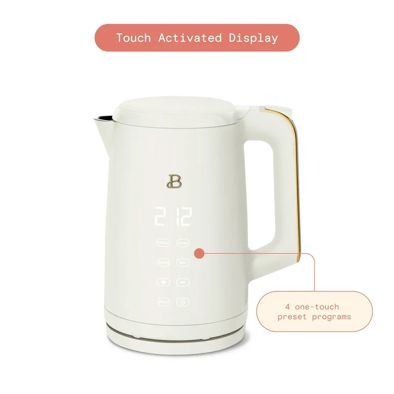 Drew Barrymore Beautiful 1.7L One-Touch Electric Kettle, White - Walmart.com | Walmart (US)