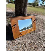 Antique Tiger Oak Mirror, Beveled Glass Mirror, Ornate Wood Mirror Hat Rack, Coat Tiger Oak Frame, Carved | Etsy (US)