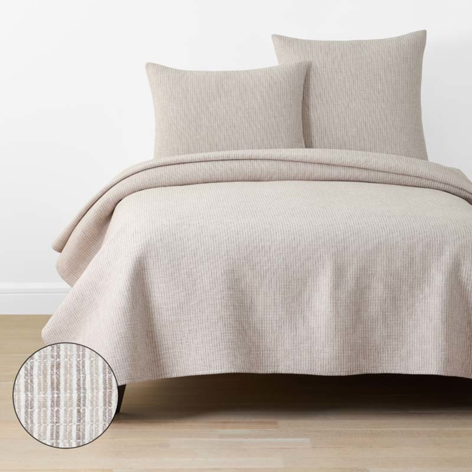 Yarn-Dyed Pencil Stripe Quilt - Taupe, Twin/Twin XL | The Company Store