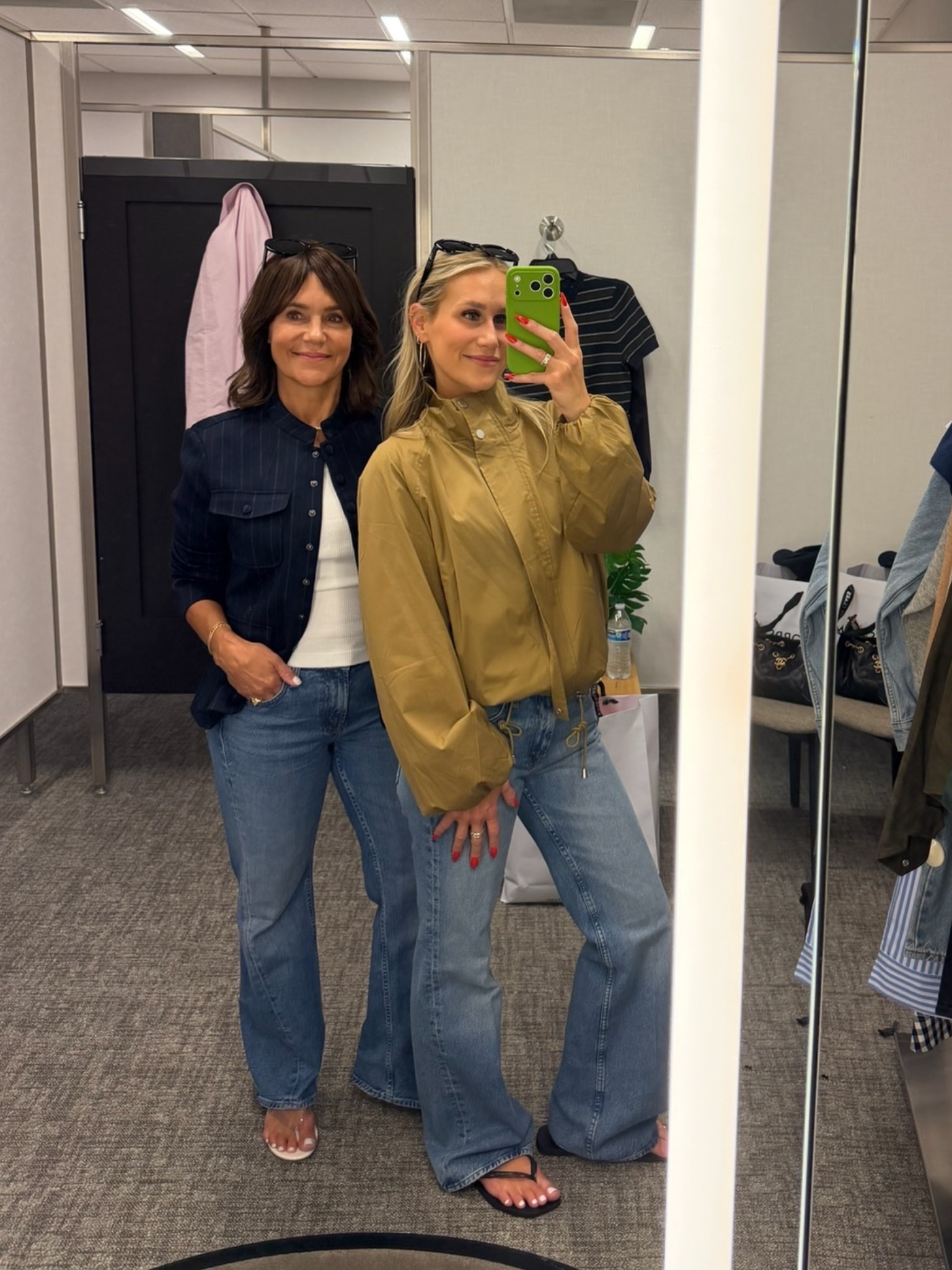 We’re both wearing the new Mother Bookie jeans – Em bought the NSale ones (almost sold out), and I purchased the new twist seam ones! These are my FAVORITE jeans from the #nsale! 

I would consider sizing up on these since the denim is more rigid. 

#LTKSaleAlert

#LTKSaleAlert