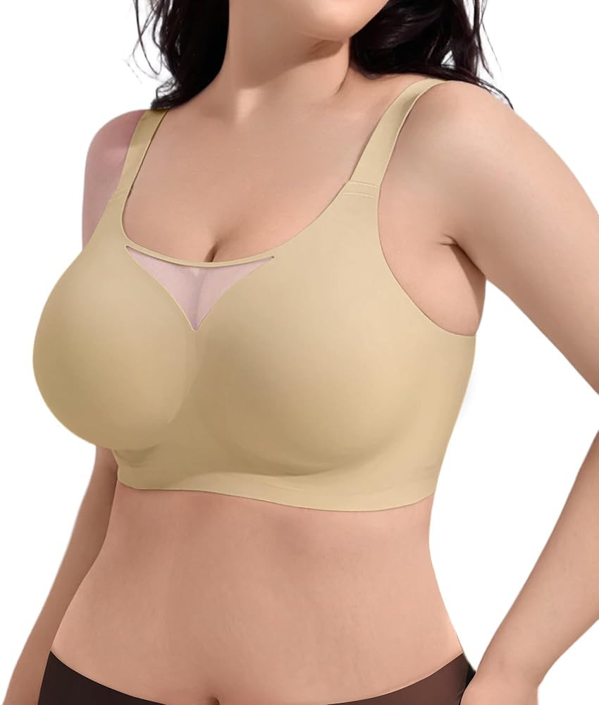 SHAPERX Wireless Bras for Women V Mesh Supportive Full Coverage Everyday Bralette No Underwire Se... | Amazon (US)